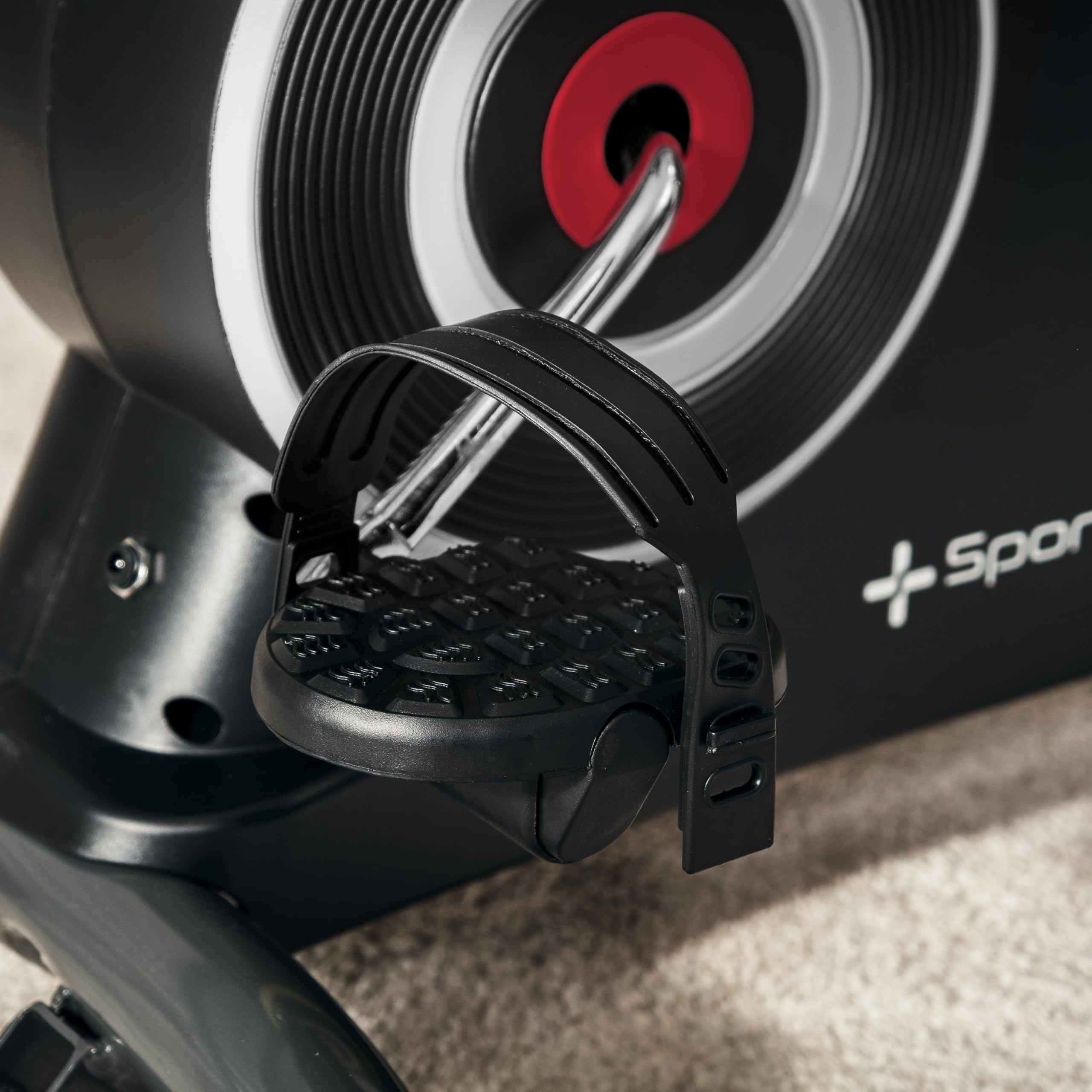 SportPlus Liegeheimtrainer für zuhause mit App-kompatibilität, 24 Stufen & 6 Trainingsprogramme, rutschfeste Pedale, mit Display & Tablethalterung, bis 100 kg