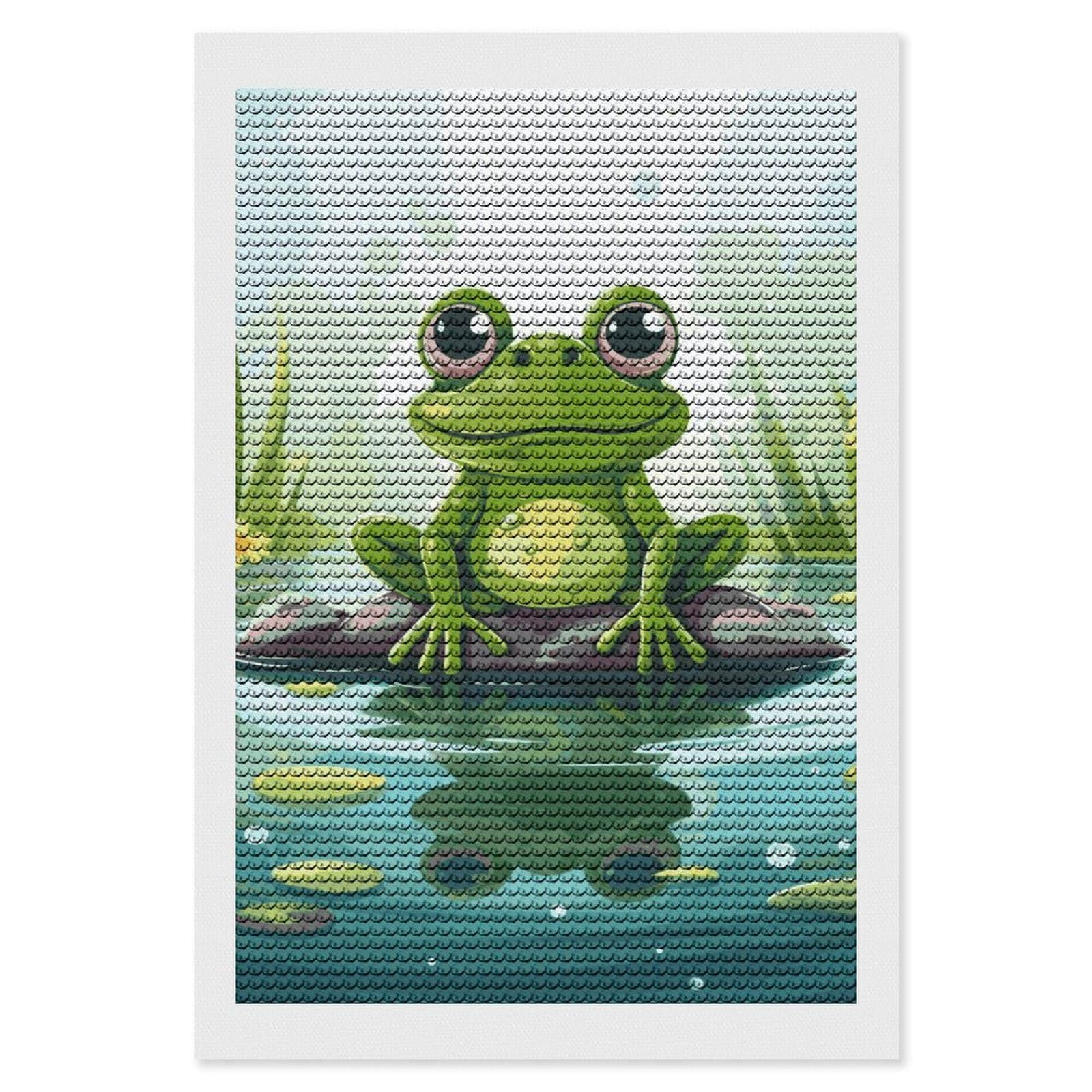 DWVTSLH Frog in A Pond Diamond Painting Kits for Adults, Personalized Diamond Photo Art Full Drill, DIY 5D Diamond Art Painting Kits for Beginners, Home Wall Decor 8"x12"