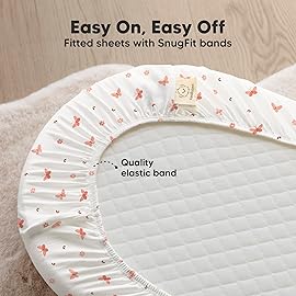 2-Pack Organic Bassinet Sheets for Girls, Boys - 100% Cotton Bassinet Mattress Sheets Compatible with Halo Bassinest Swivel Sleeper, Graco, Baby Delight, Chicco, Fitted Bassinet Sheets (Butterflies)