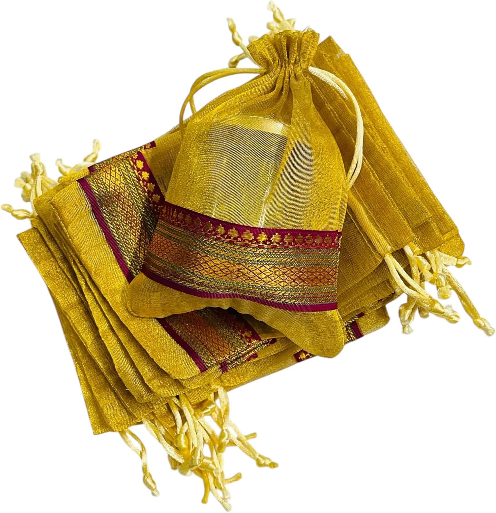 KRIWIN Unisex-adult Potli/bag (Silk,Set of 50, Gold)