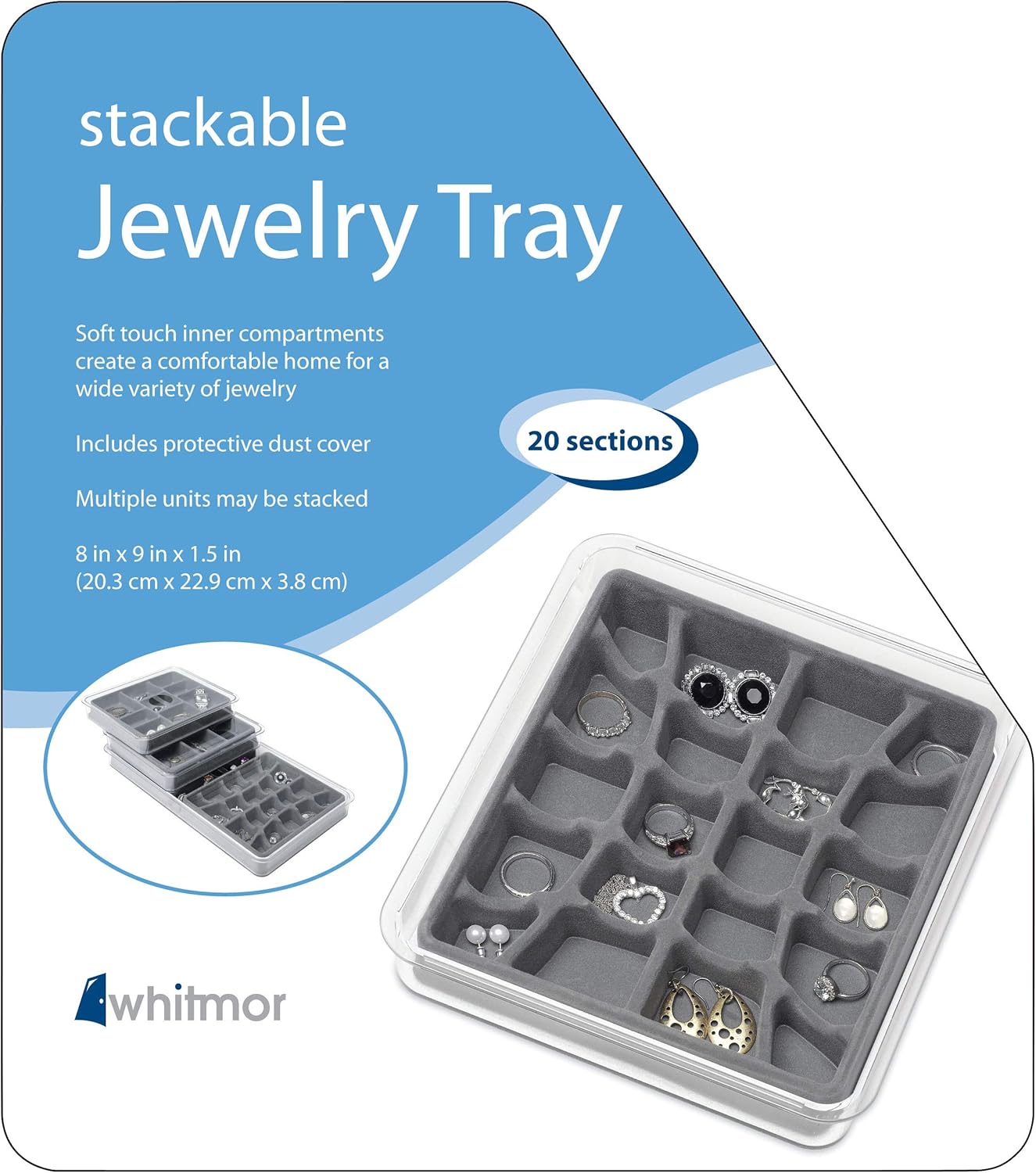 Whitmor Stackable Jewelry Tray 20-Section : Home & Kitchen