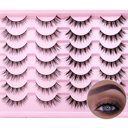 Miniatura 7 de Pestañas postizas cortas naturales y finas ojo de gato, estilos mixtos, 14 pares, MG08