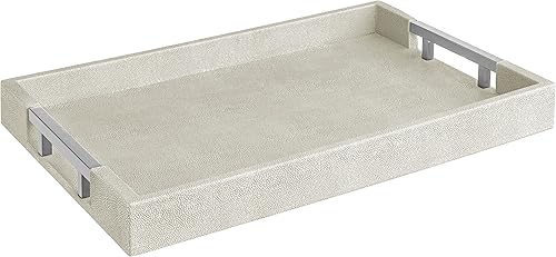 Home Redefined - Bandeja rectangular hermosa, moderna y elegante, 18x 12pulgadas, decoración brillante, con asas, para apoyar sobre mesa de centro