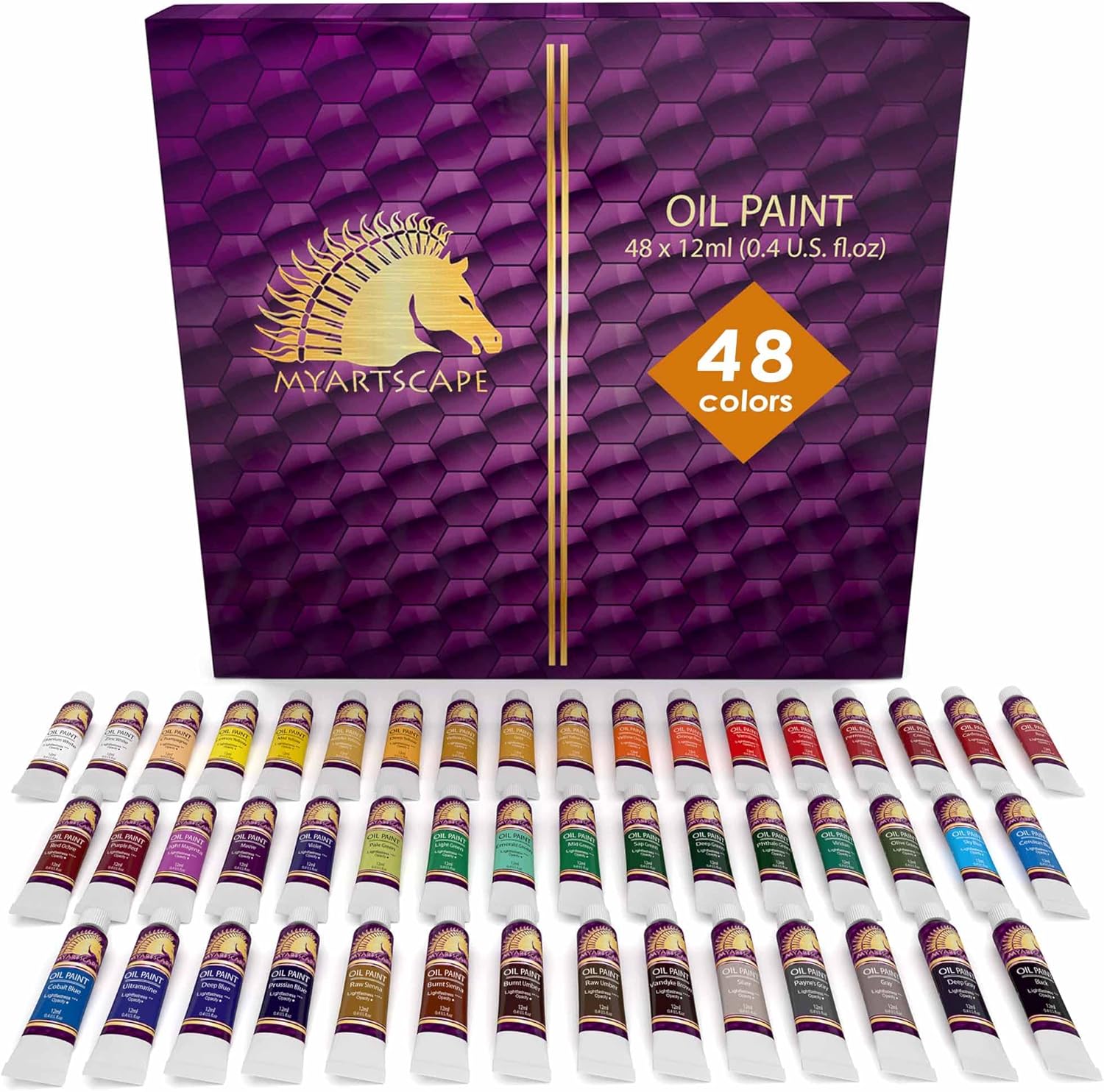 MyArtscape Artist Paint Oil Paint Set - 12ml x 48 Tubes Art Paints - Lightfast - Heavy Body Oil Painting Supplies for Adult Paint Set