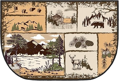 Demissle Alfombra para chimenea con chimenea, diseño del suroeste, resistente al fuego, para estufa de leña, protector de suelo para cocina,