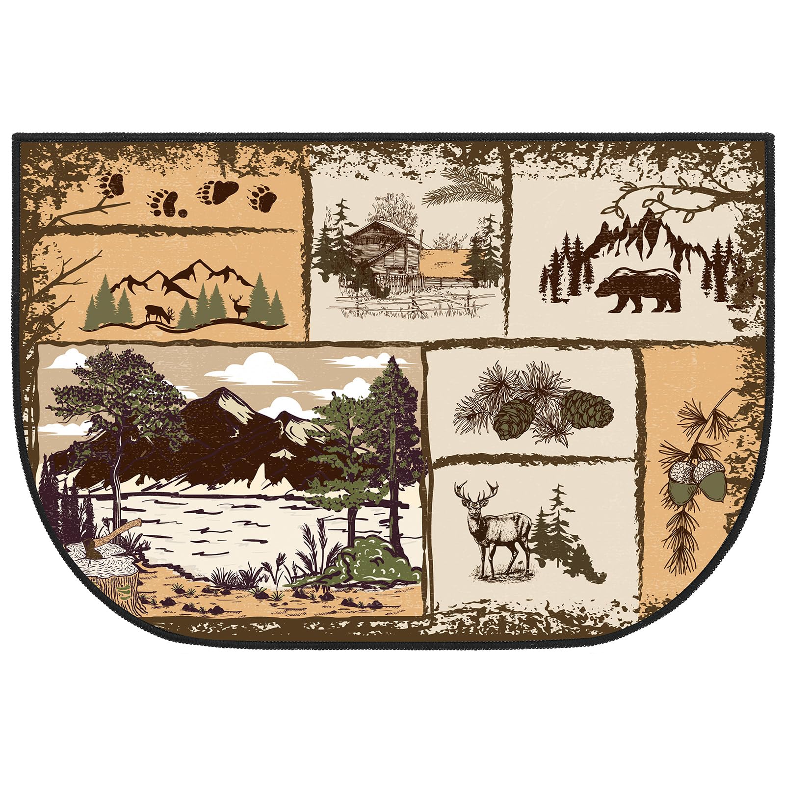Demissle Fireplace Hearth Rug Fireplace Mats Cabin Southwestern Fireproof Fire Resistant Rug for Wood Stove Floor for Kitchen Indoor Outdoor(Cabin,24 x 36 Inch) โ image 1