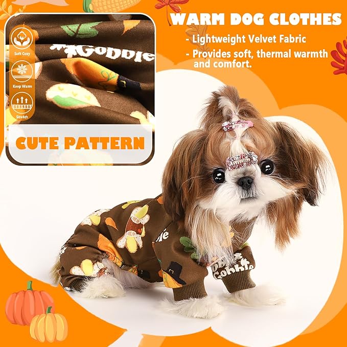 Pijama de Acción de Gracias para Perro, Disfraz de Pavo y Calabaza Talla M miniatura 4