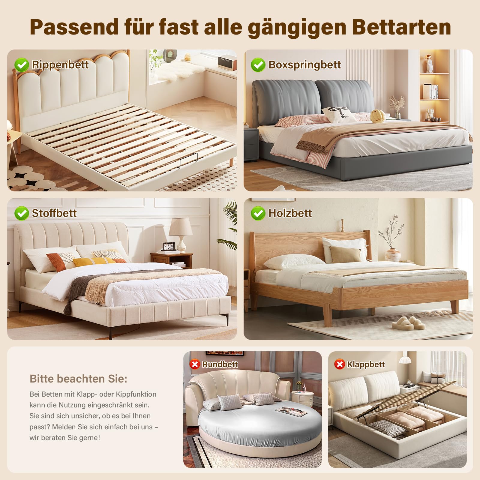 Bettgitter Rausfallschutz 3-seitig 180x200cm mit Spaltfüllstäbe | U-förmige Stabilstangen, Höhenverstellbar 66–96cm, Einklemmschutz, Werkzeuglose Montage, Mit Bettkopfstab für Boxspringbetten
