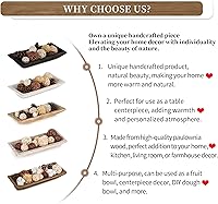 Vista 7 de Hanobe Cuenco decorativo de madera para masa: centro de mesa de madera largo, decoración de mesa con portavelas natural, bandeja decorativa rústica