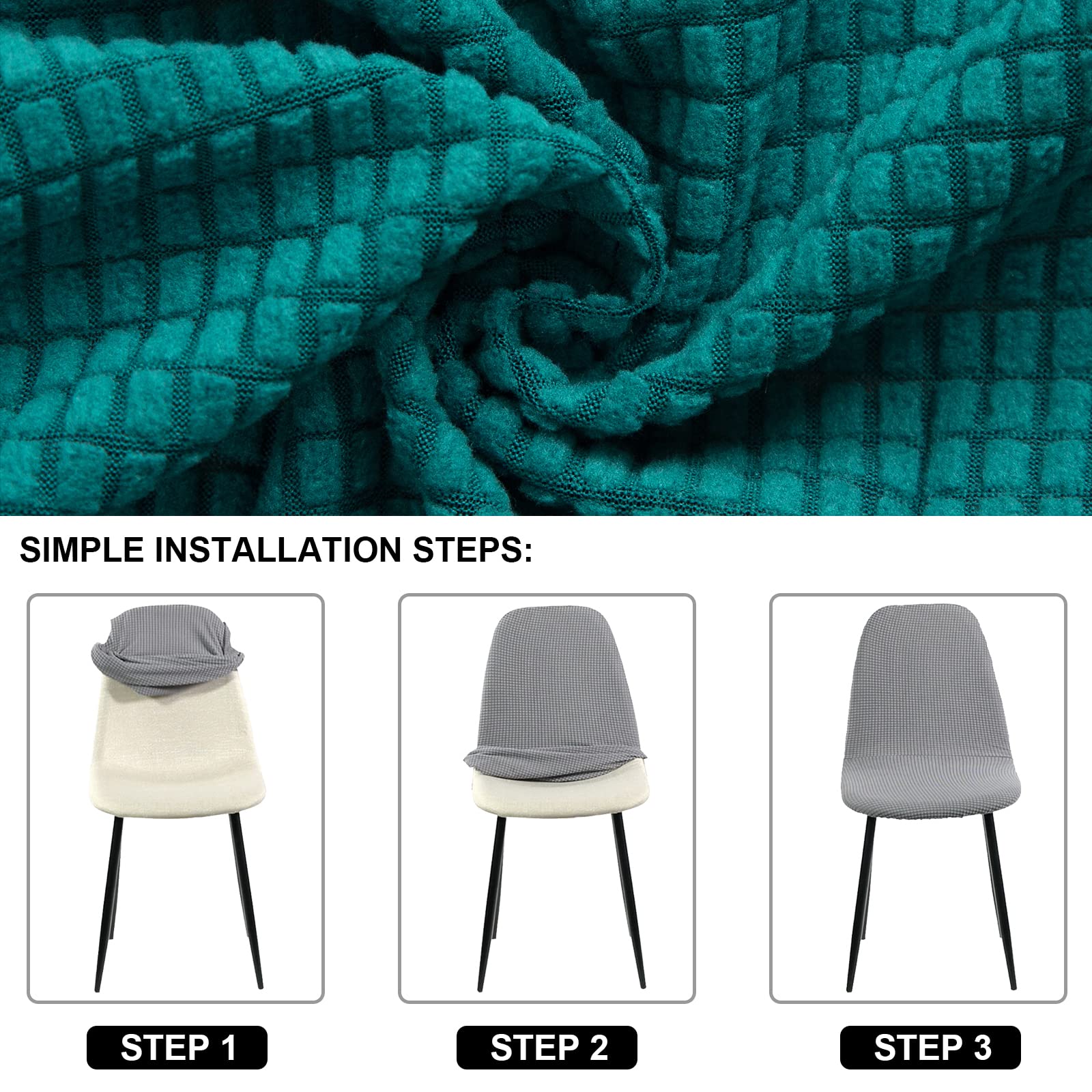 Lydevo Coprisedia Elasticizzati con Schienale 4 Pezzi,Coprisedia con Schienale Rotondo per Sala da Pranzo Jacquard Lavabile Universale,Fodere per Sedia da Soggiorno Cucina per Casa,Verde