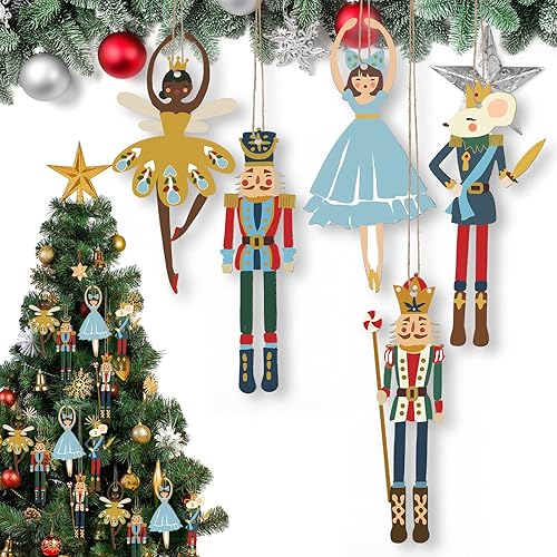 60 adornos de cascanueces de Navidad, decoración colgante de cascanueces de madera, figuras de cascanueces y soldado, adornos para el hogar, fiesta