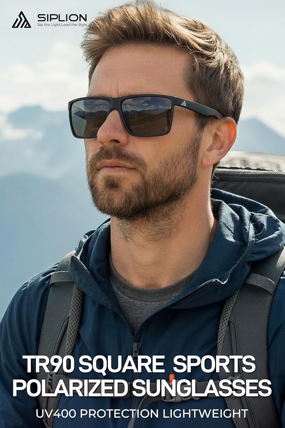 SIPLION Polarized Sunglasses Men Driving: UV400 Protection Lightweight Square Sun glasses TR90 frame for Travel Hiking - Image 3