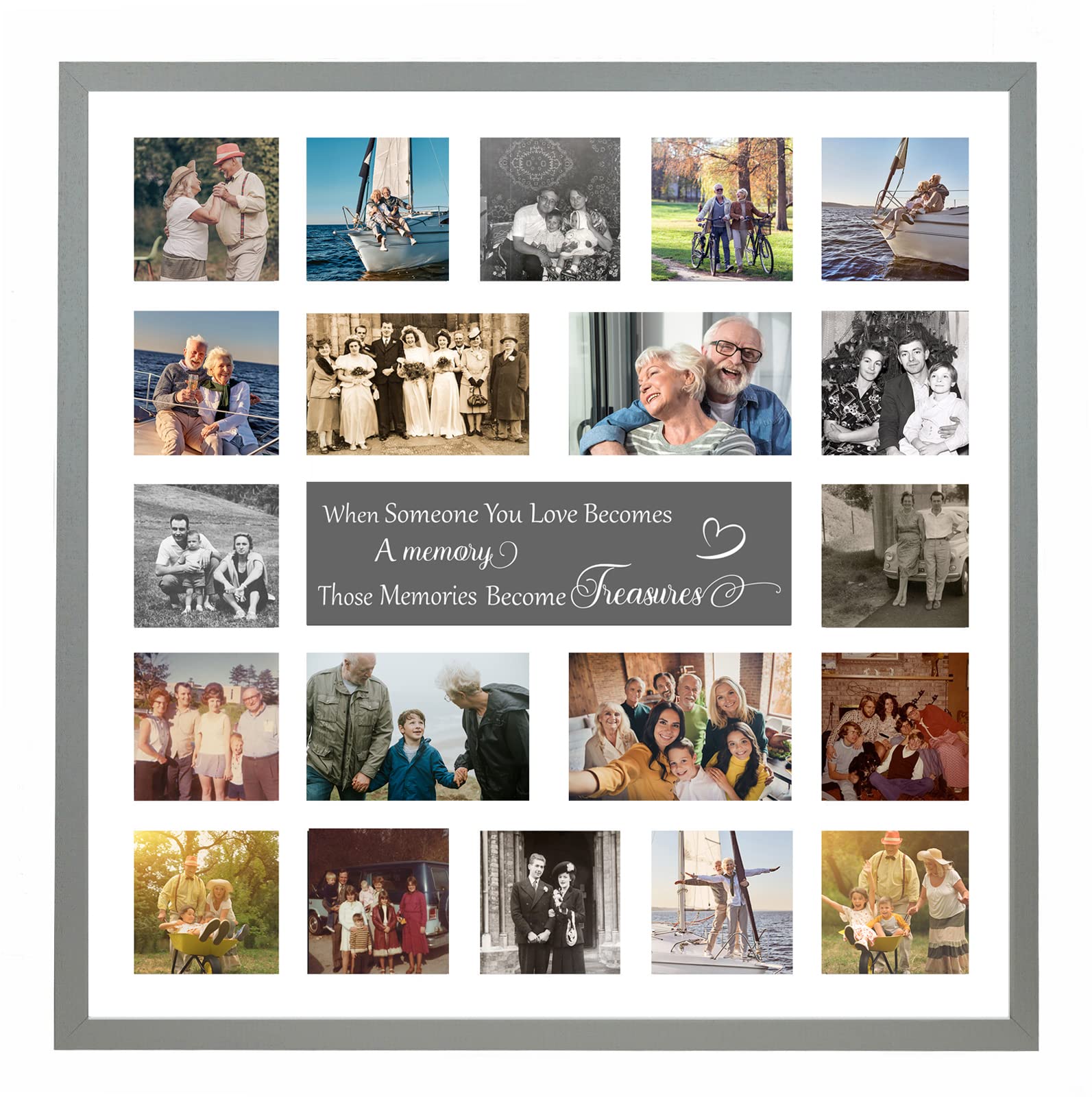Boldon Framing Pale Grey Large Multi Aperture Picture Photo Collage Frame, Colours And Designs (In Memorium, )