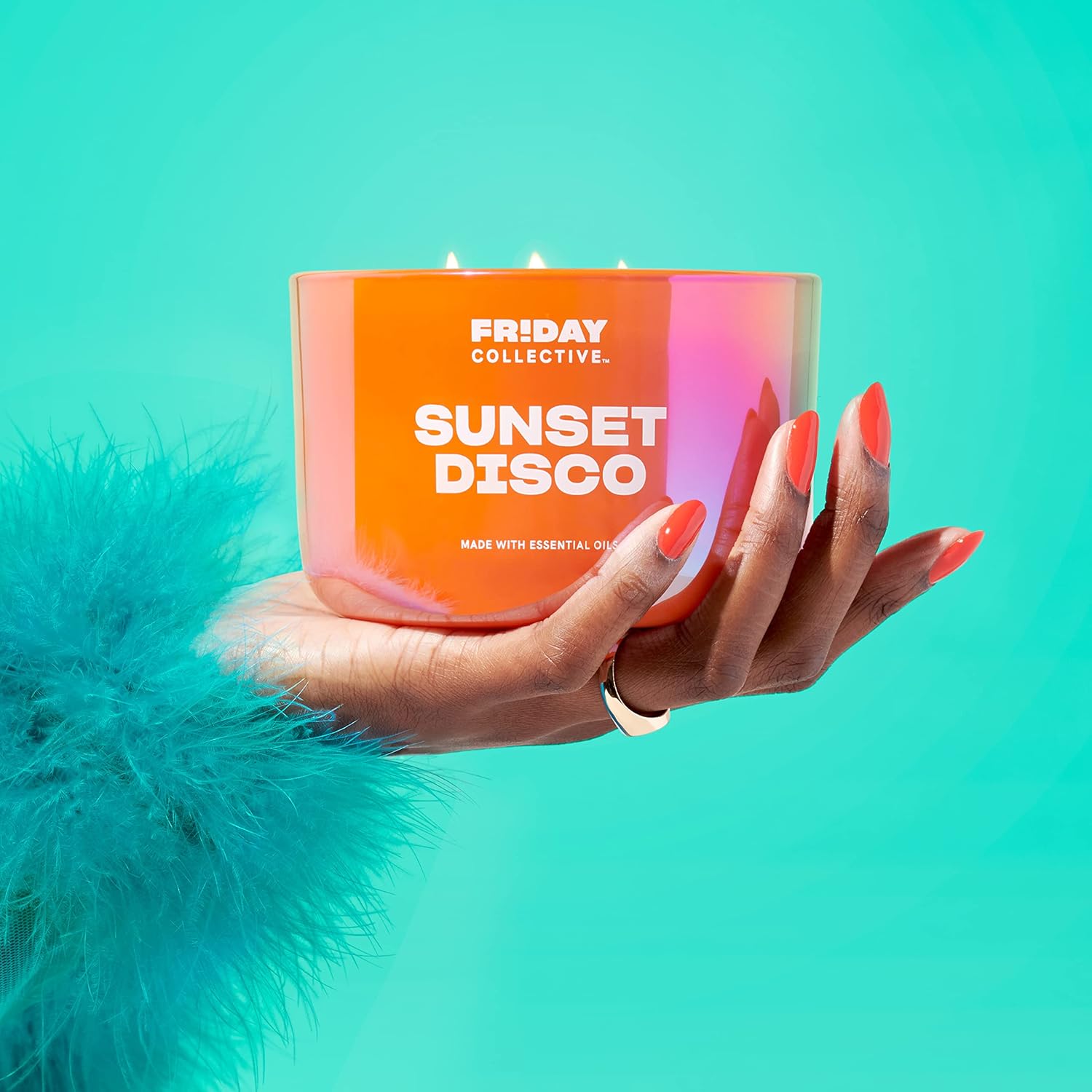 Friday Collective Sunset Disco Candle, Citrus Scented, Made with Essential Oils, 3 Wicks, 13.5 oz (Pack of 2)