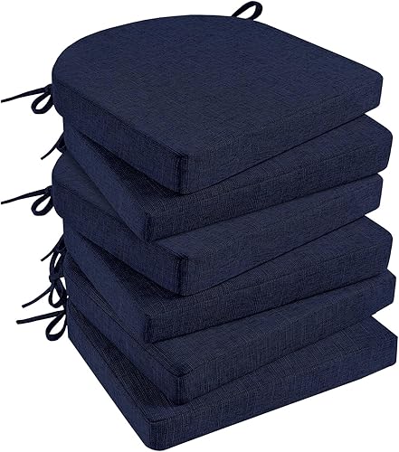 Miniatura 9 de Basic Beyond Cojines para sillas de comedor, paquete de 6, cojines de espuma viscoelástica con lazos y respaldo antideslizante, almohadillas para