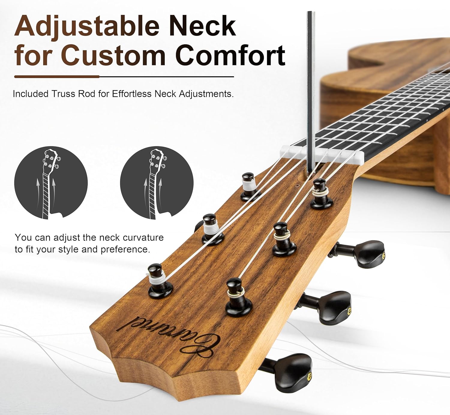 Caramel - 30" 6 String Acacia KOA Guitalele CB207G Beginner Travel Guitar Gigbag Kit
