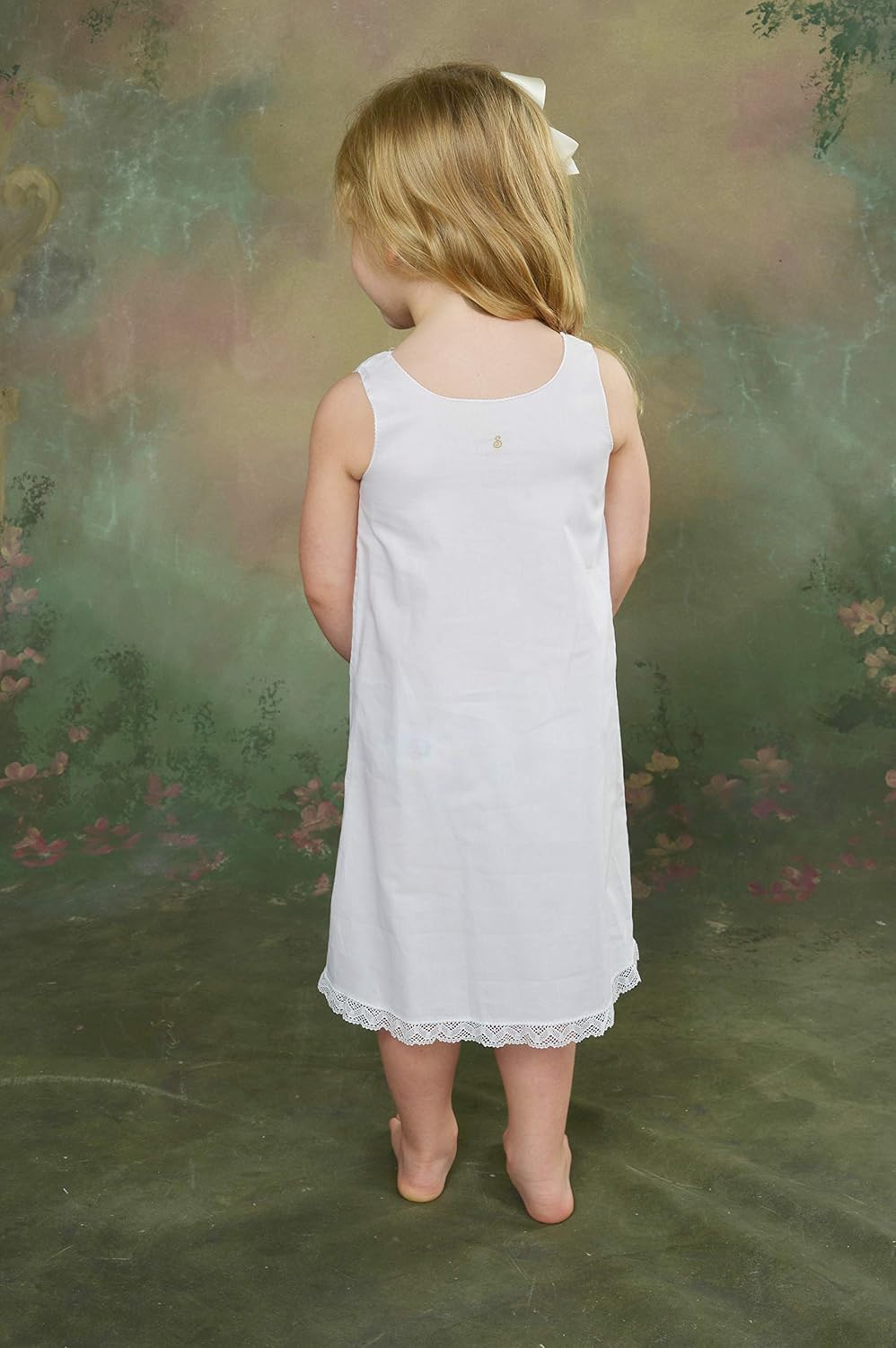 Little Girls White Cotton Slip Sleeveless Lace Trim 100% Cotton No Cling Girls Short Slip