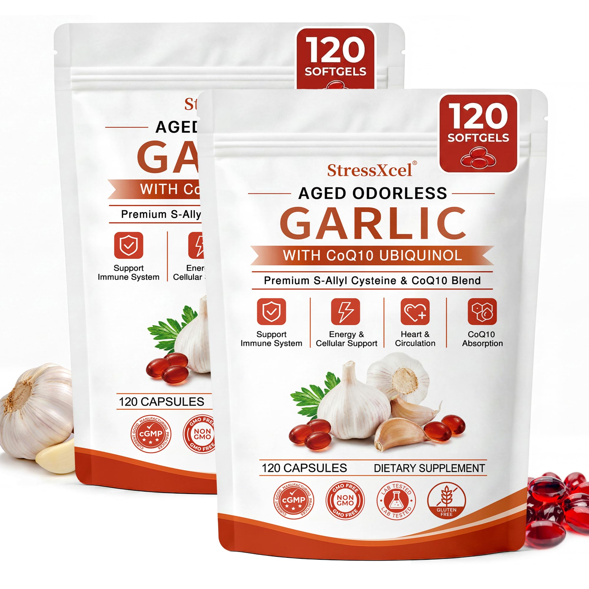 Aged Odorless Garlic Extract Softgels with CoQ10 Ubiquinol and Vitamin K2 - 1200mg Aged Garlic Supplement, S - Allyl Cysteine Standardized for Optimal Heart Health & Immune Support - 120 Softgels — Amazon image 10