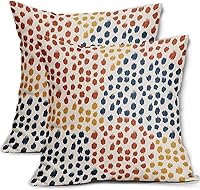 Vista 35 de Fundas de almohada marrón y blancas de 18 x 18 pulgadas, juego de 2 almohadas boho grises con lunares, fundas de almohada modernas estampadas