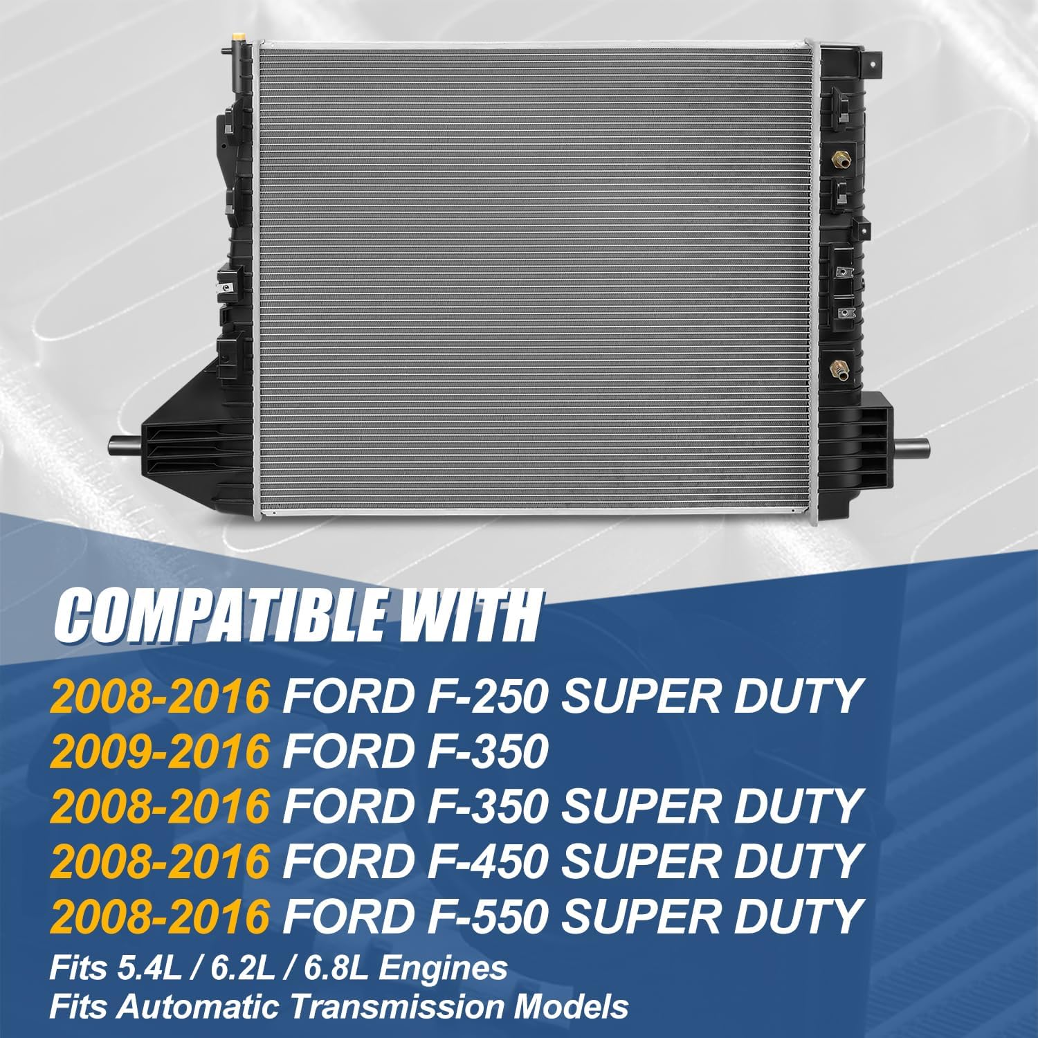 Auto Dynasty Radiator Compatible with 2008-2016 Ford F250 F350 F450 F550 Super Duty 5.4L 6.2L 6.8L AT, DPI 13231 Cooling Radiator 1-Row, Aluminum Core