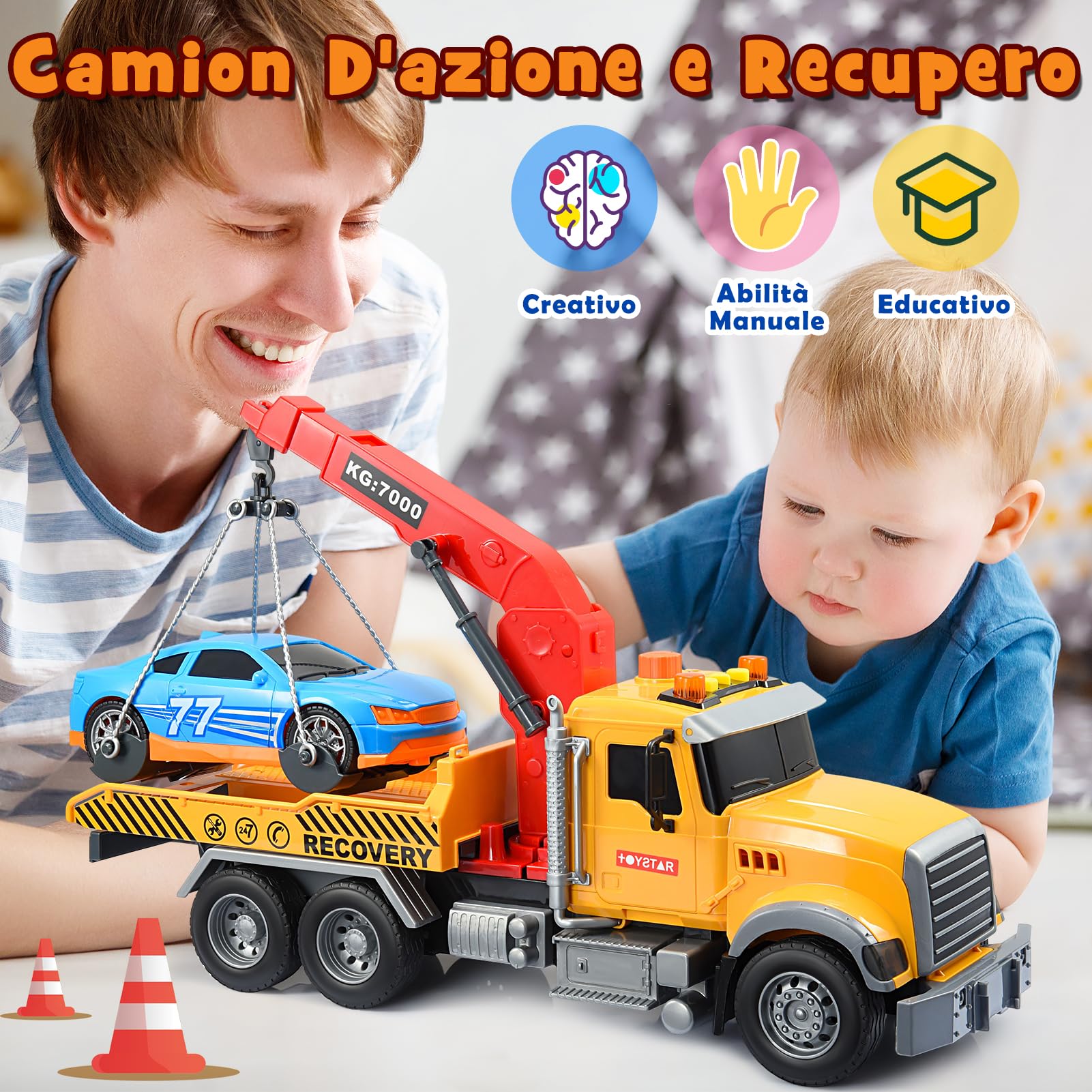 EUCOCO Giocattoli per bambini a partire dai 3 4 5 6 anni, giocattolo da traino a partire dai 3 agli 8 anni, regalo per ragazzi da 3 a 8 anni, giocattolo per il trasporto di auto