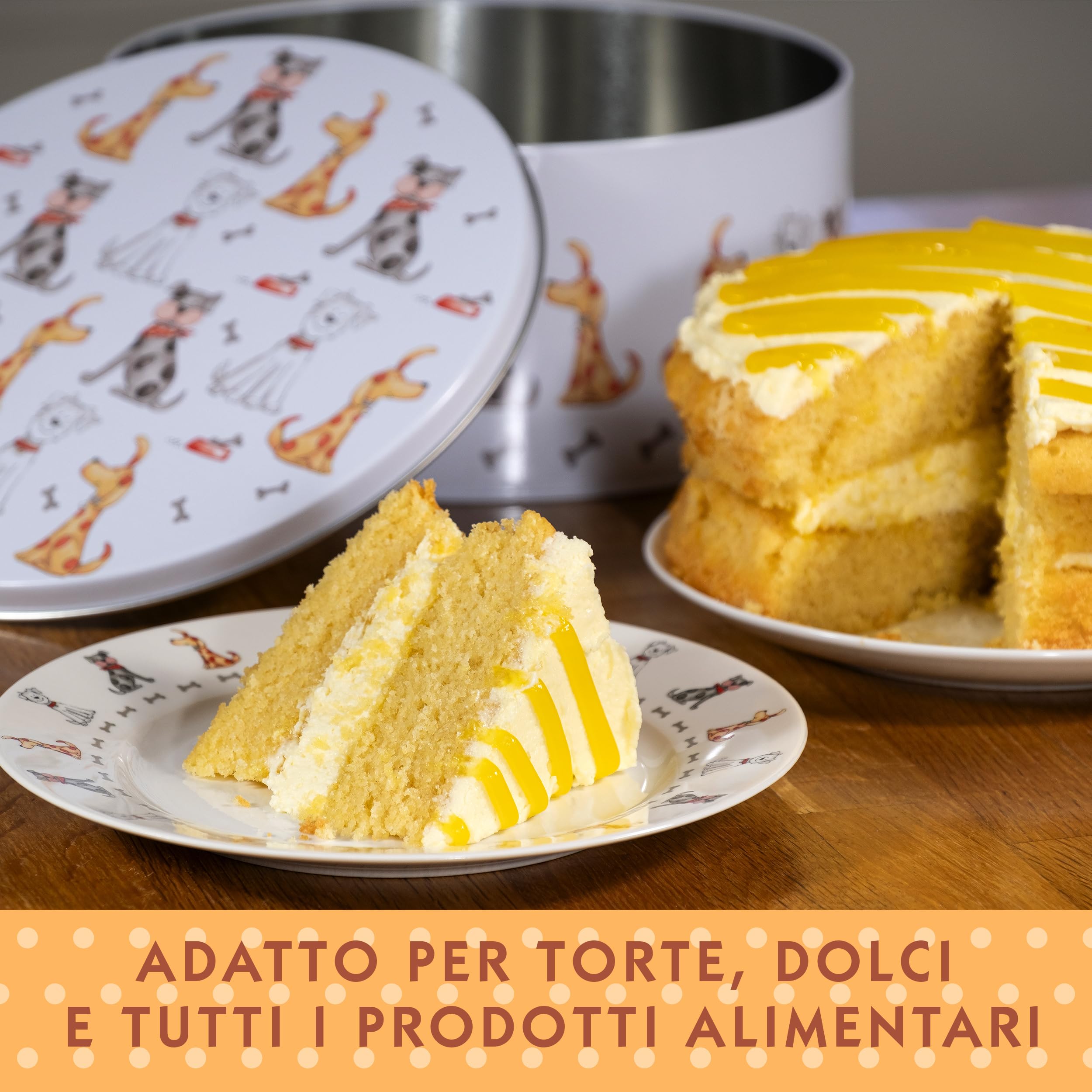 SPOTTED DOG GIFT COMPANY Piattini da Dessert, Set di 4 Piatti in Ceramica, Piatti per Torte, Frutta e Antipasti, Insalata, Adatti al Microonde e alla Lavastoviglie 19 cm - Cani