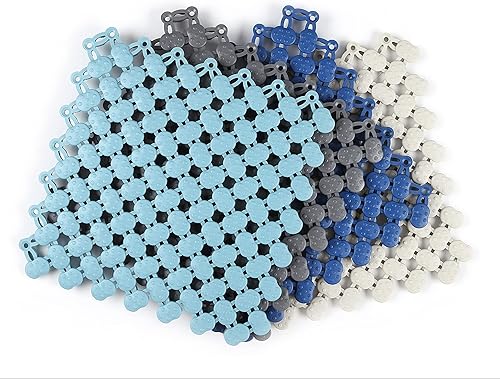 Miniatura 8 de Alfombrillas cuadradas suaves y antideslizantes 12 piezas de 866 pulgadas entrelazadas tapete sensorial grande para baño con agujero tapete seguro