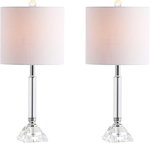 JONATHAN Y JYL2078A-SET2 - Juego de 2 lámparas de mesa Dana de 19.5 pulgadas con columna de cristal/metal, lámpara de mesa LED glamorosa para mesita