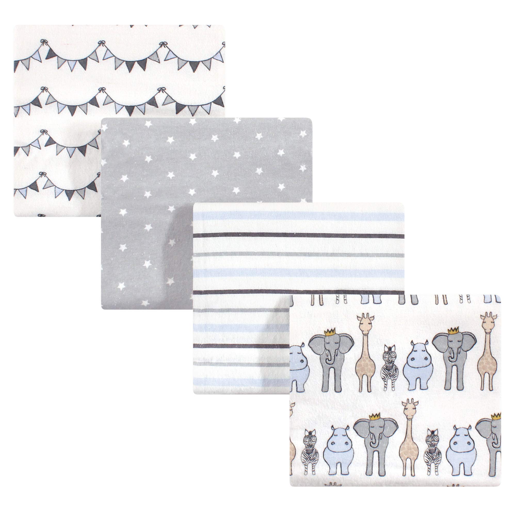 Hudson Baby Unisex Baby Cotton Flannel Receiving Blankets, Royal Safari, One Size