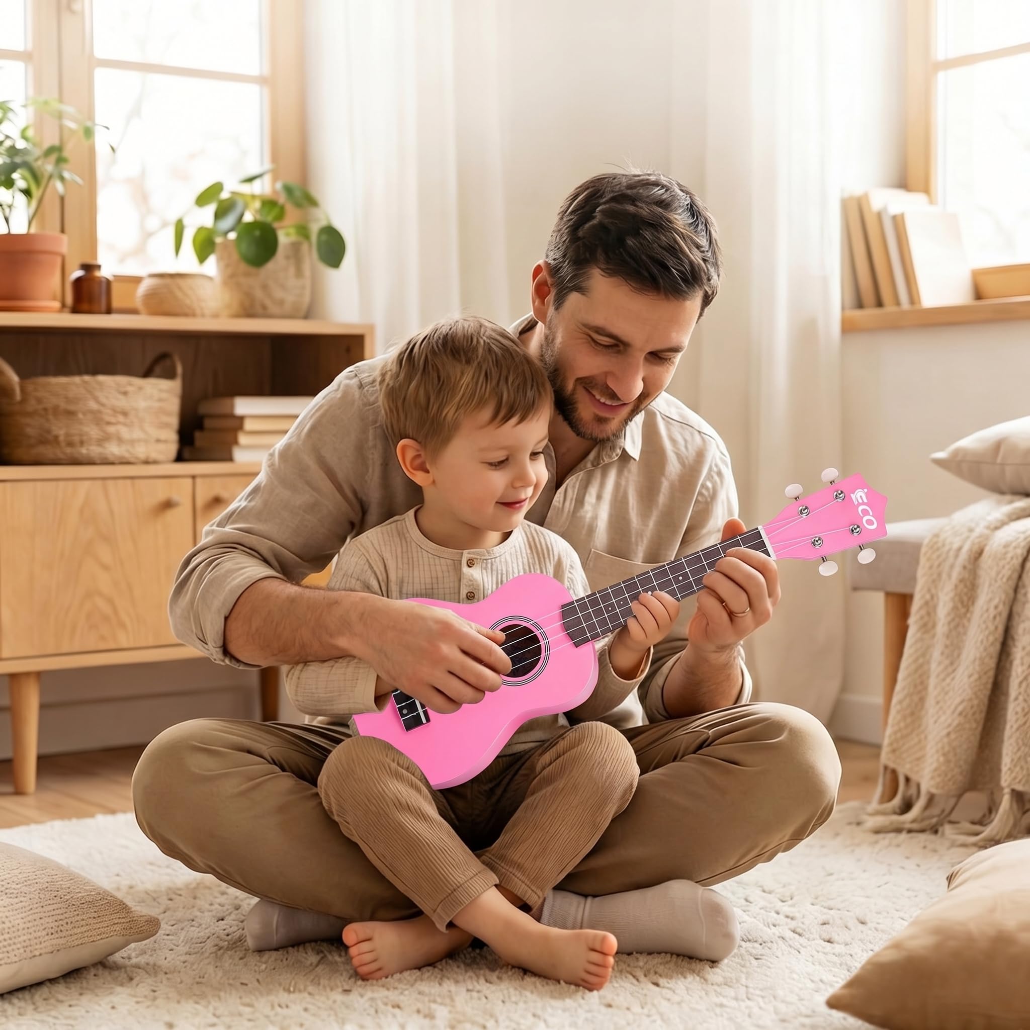 Kit de débutant ukulélé soprano pour enfants et débutants, Ukelele 21 pouces avec recueil de chansons, étui, sangle, accordeur, cordes et médiators