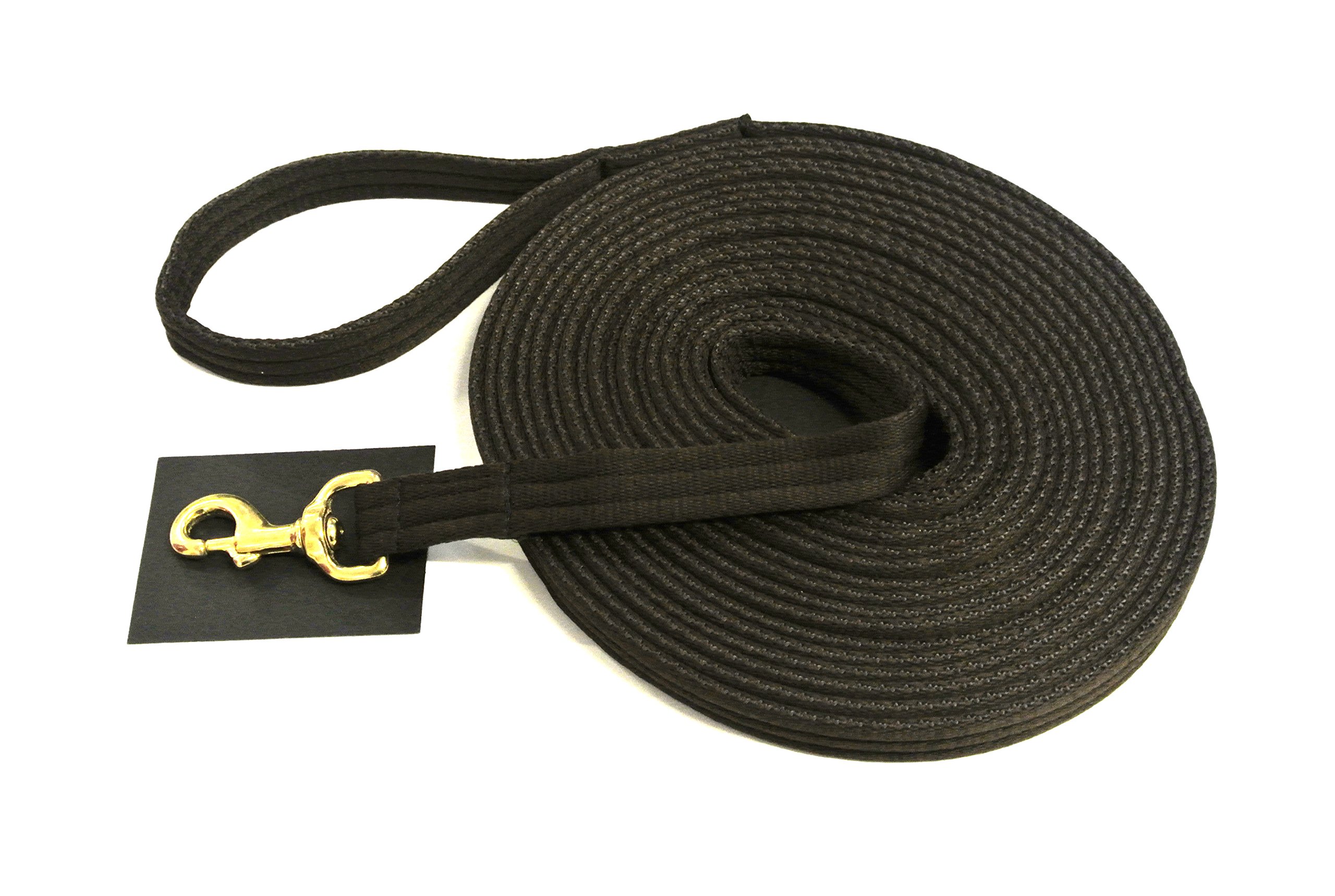 Horse Lunge Line/Large Dog Lead Leash 25mm Cushioned/Padded Air Webbing Strong Very Soft Durable Solid Brass Trigger Clip Made In The UK By Church Products UKยฎ (30ft Brown)