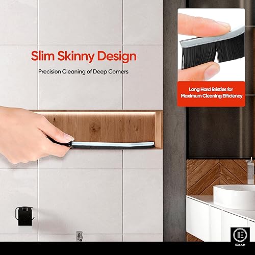 Miniatura 6 de 5 cepillos de limpieza de hendiduras de cerdas duras para uso doméstico, cepillos de limpieza para baño, cocina, azulejos, ventanas y puertas,