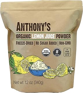 Anthony's Organic Lemon Juice Powder, 12 ounce, Freeze-Dried, Cold Pressed, No Sugar Added, Gluten Free, Non GMO