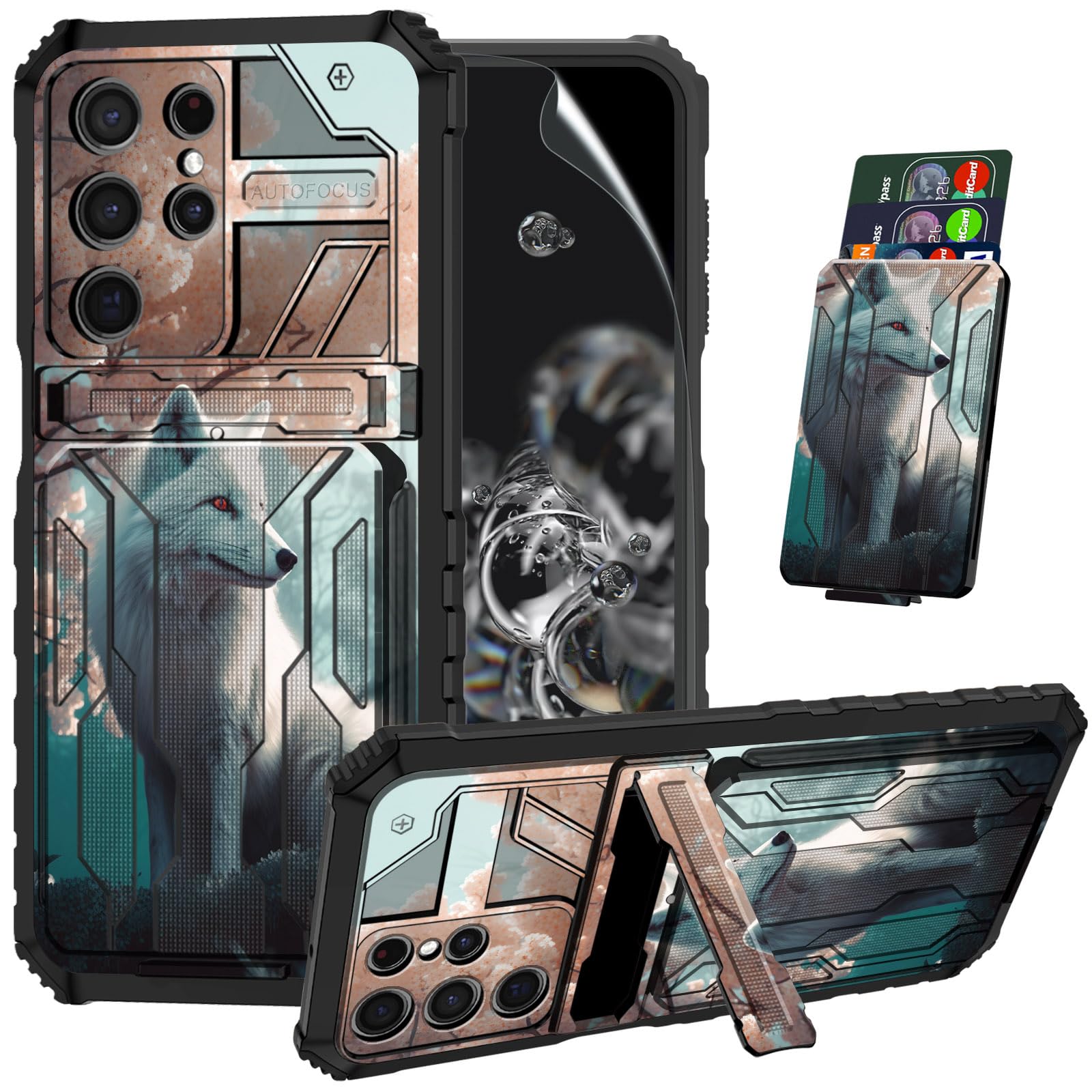 ACWDMKH for Samsung Galaxy S25 Ultra Case with Kickstand & Screen Protector & Card Holder,Case for Samsung Galaxy S25 Ultra Wallet Case Dual Layer