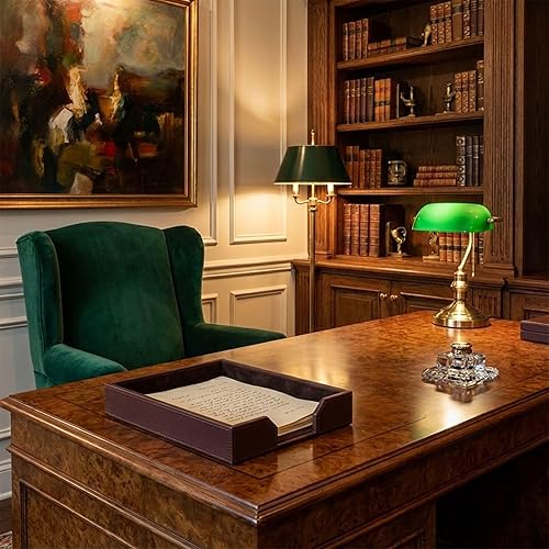 Miniatura 4 de DACASSO Bonded Leather Desktop Letter Tray - Luxury Letter Holder & Paper Organizer for Desk - Office Organization & Executive Desk Decor - (Dark