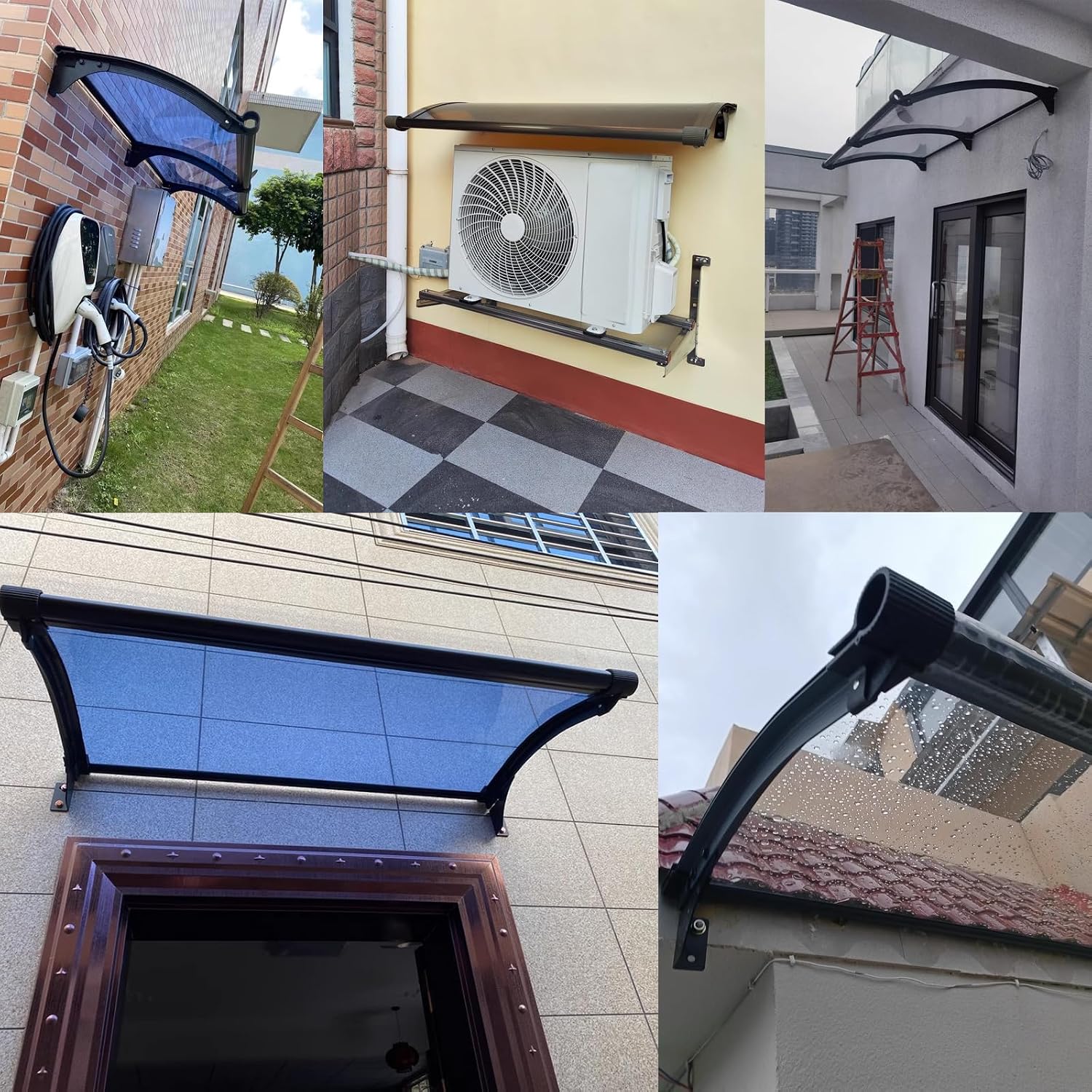Arched Door & Window Canopy, Impact-Resistant 300kg Awning, Rain-Resistant Window Cover, 5 Color Options (55x130cm/22 x51, Gray)