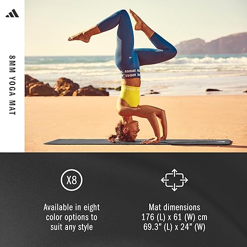 Miniatura 6 de adidas Yoga Mat - Eco Friendly - Non Slip, Durable Textured Surface, 8mm Negro -,Transparente Rosado,rubí (Mystery Ruby),Preloved Azul,Fucsia