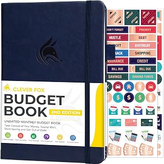 Clever Fox Budget Book 2.0: Compact Budget Planner for Beginners - Debt, Bill, Savings & Spending Tracker (Dark Blue)