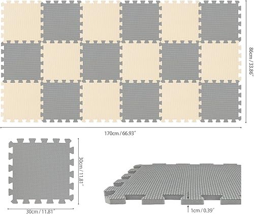 Miniatura 2 de qqpp Alfombrillas de goma EVA con 18 azulejos entrelazados de espuma para rompecabezas - Alfombra de juego para bebé para jugar  Alfombrilla de