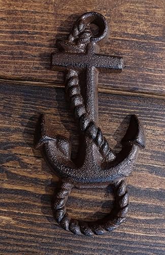 Miniatura 9 de Ebros Gift Paquete de 2 anclajes náuticos de metal rústico vintage de hierro fundido con cuerdas, abridor de tapas de botellas de cerveza de soda de