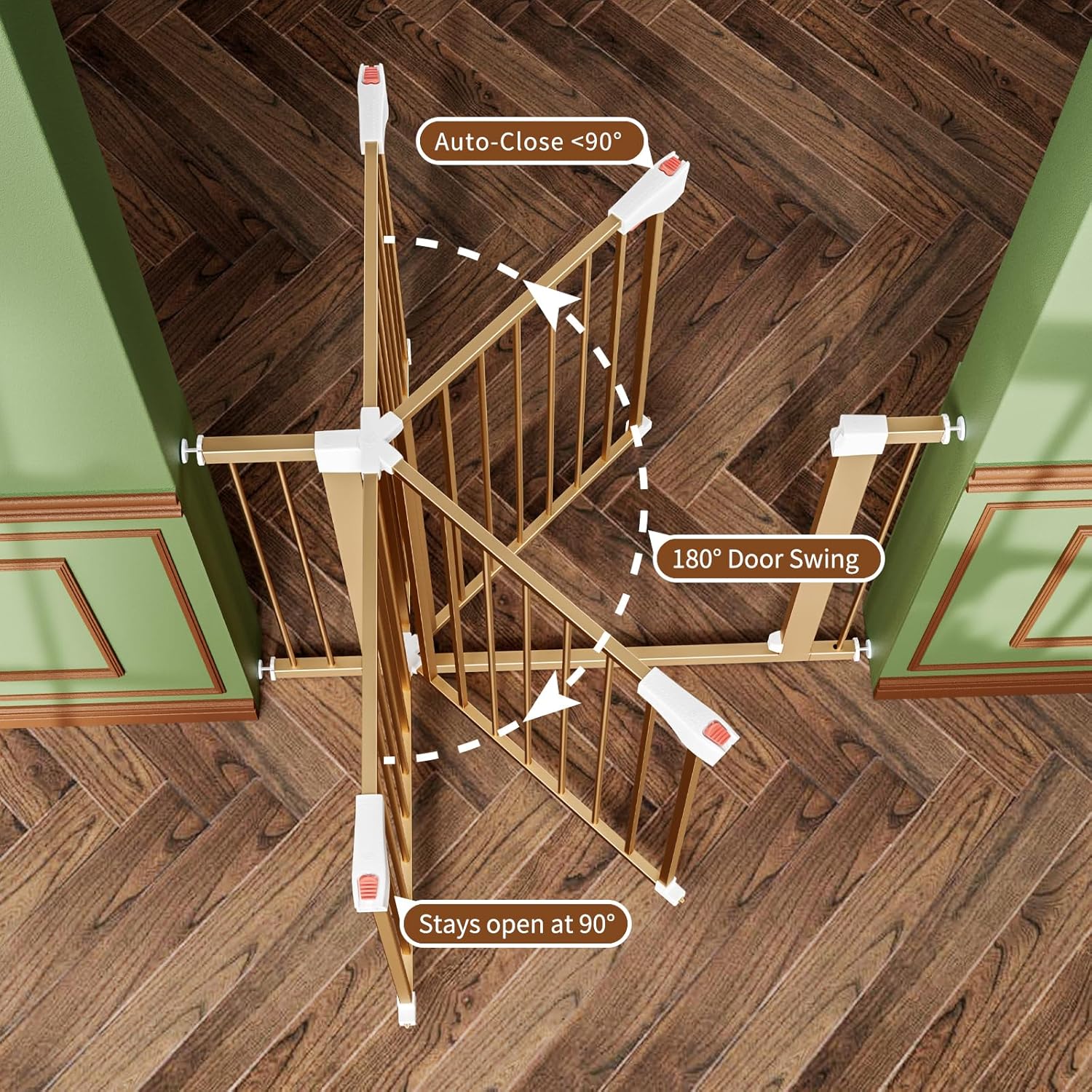 FreeStanding Portable Auto Close Pet Gate | Pressure Mounted Dog Gate for Doorways & Stairs, Walk-Through Door, Tool-Free Installation.