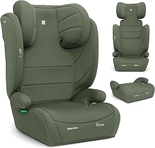 KikkaBoo Kindersitz 15-36 kg ohne ISOFIX i-AID, Kindersitz ab 3 Jahre, Gruppe 2-3 (100–150 cm), Von 3,5 Bis 12 Jahren, i-Size, 13-fach verstellbare Kopfstütze, Armeegrün