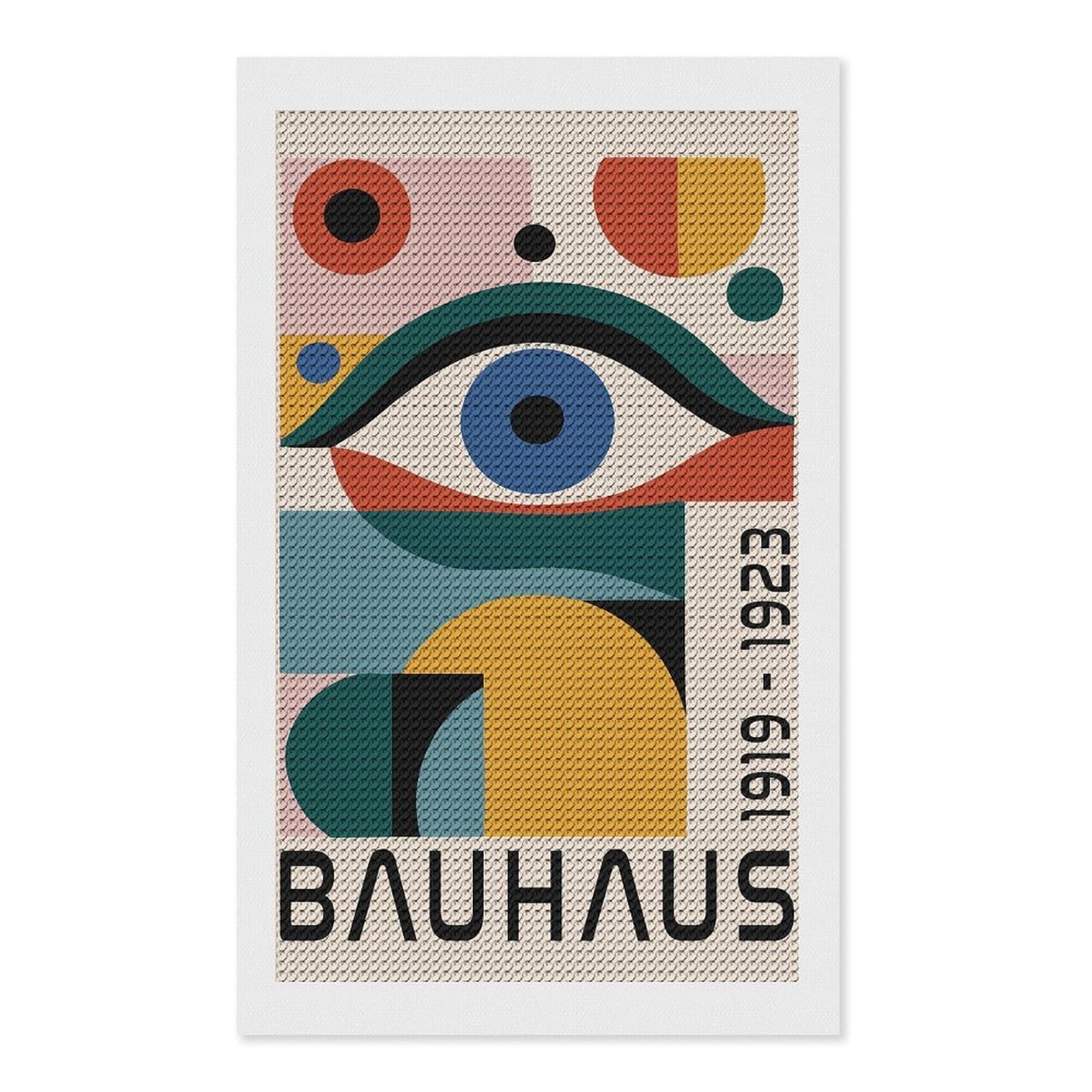 Junmoney Bauhaus Eye Abstract Art Diamond Painting Set 12"x20", Stress Relief Craft, Easy to Enjoy, Vintage Style Decor, Festive Craft Gift