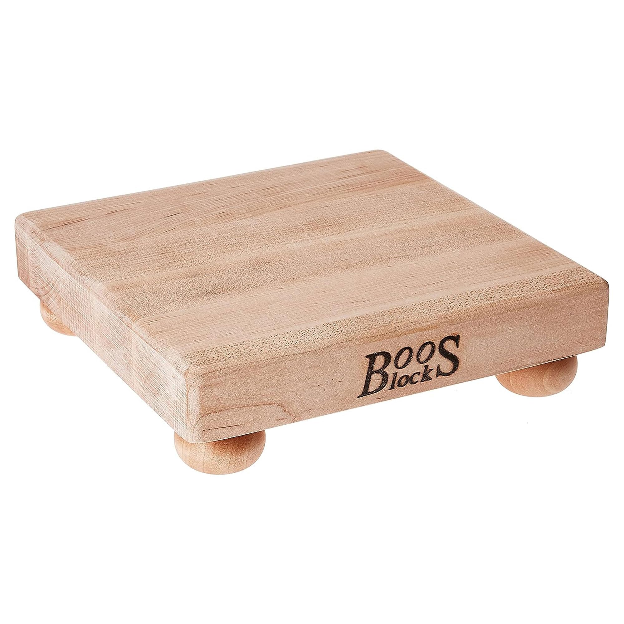 John Boos Boos Block B Series Square Wood Cutting Board with Feet, 1.5-Inch Thickness, 9" x 9" x 1 1/2", Maple