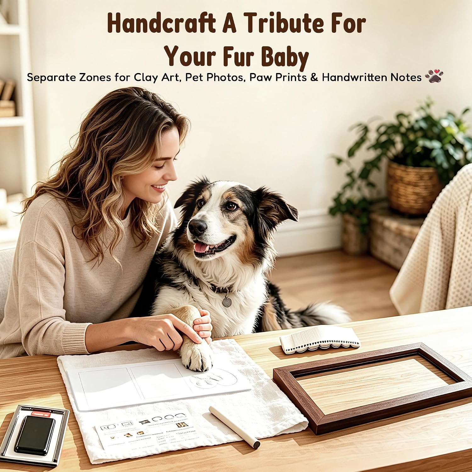 Paw Print Kit for Dogs Paw Print Kit with Soft Clay & Touch Ink Pad for Dog Paw Prints Pet Paw Print Impression Kit for Dog Dad Gifts & Dog Mom Gifts Dog Memorial Gifts for Loss of Dog Nose Print Kit image 2
