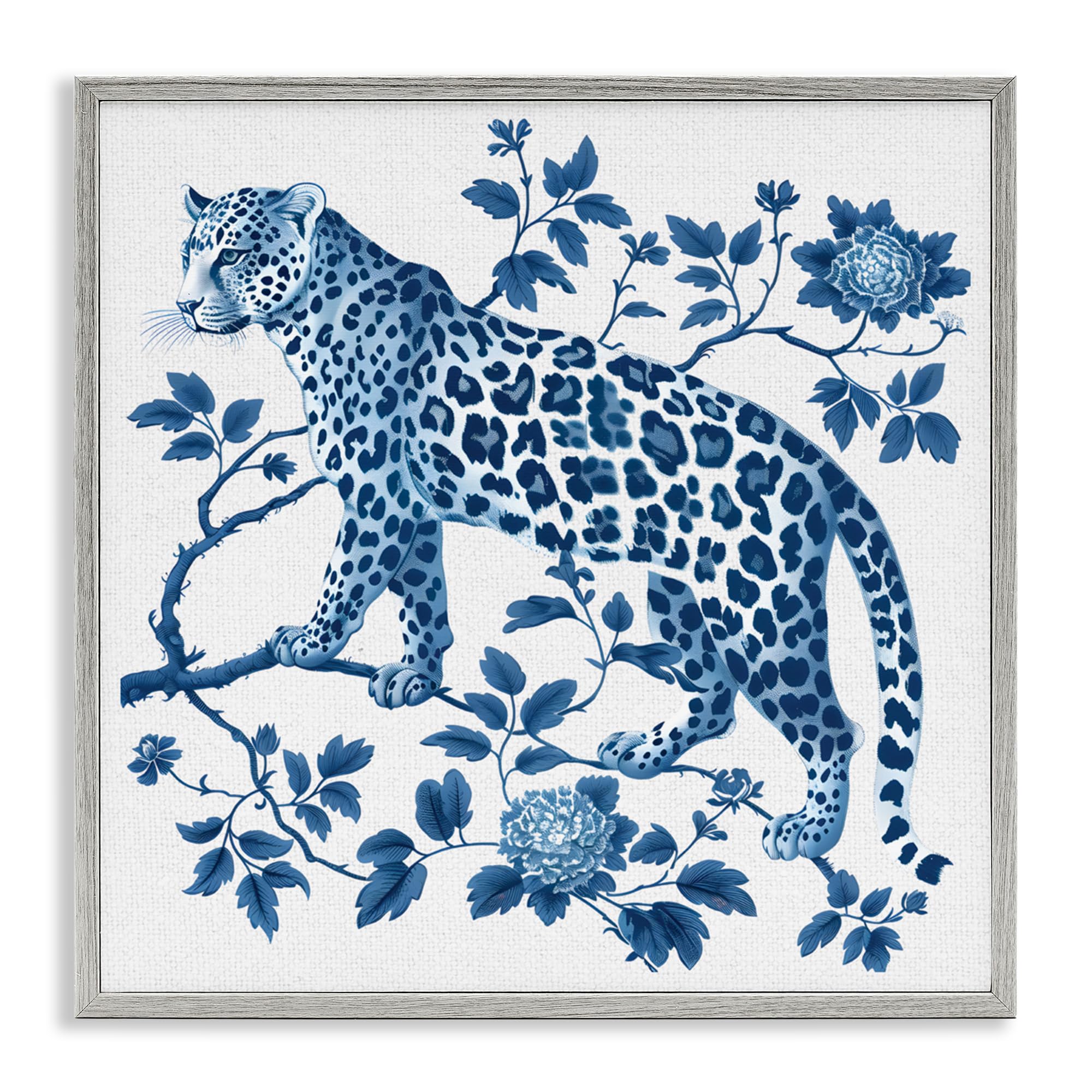 'Traditional Ornate Floral Leopard'| Framed Giclee Art