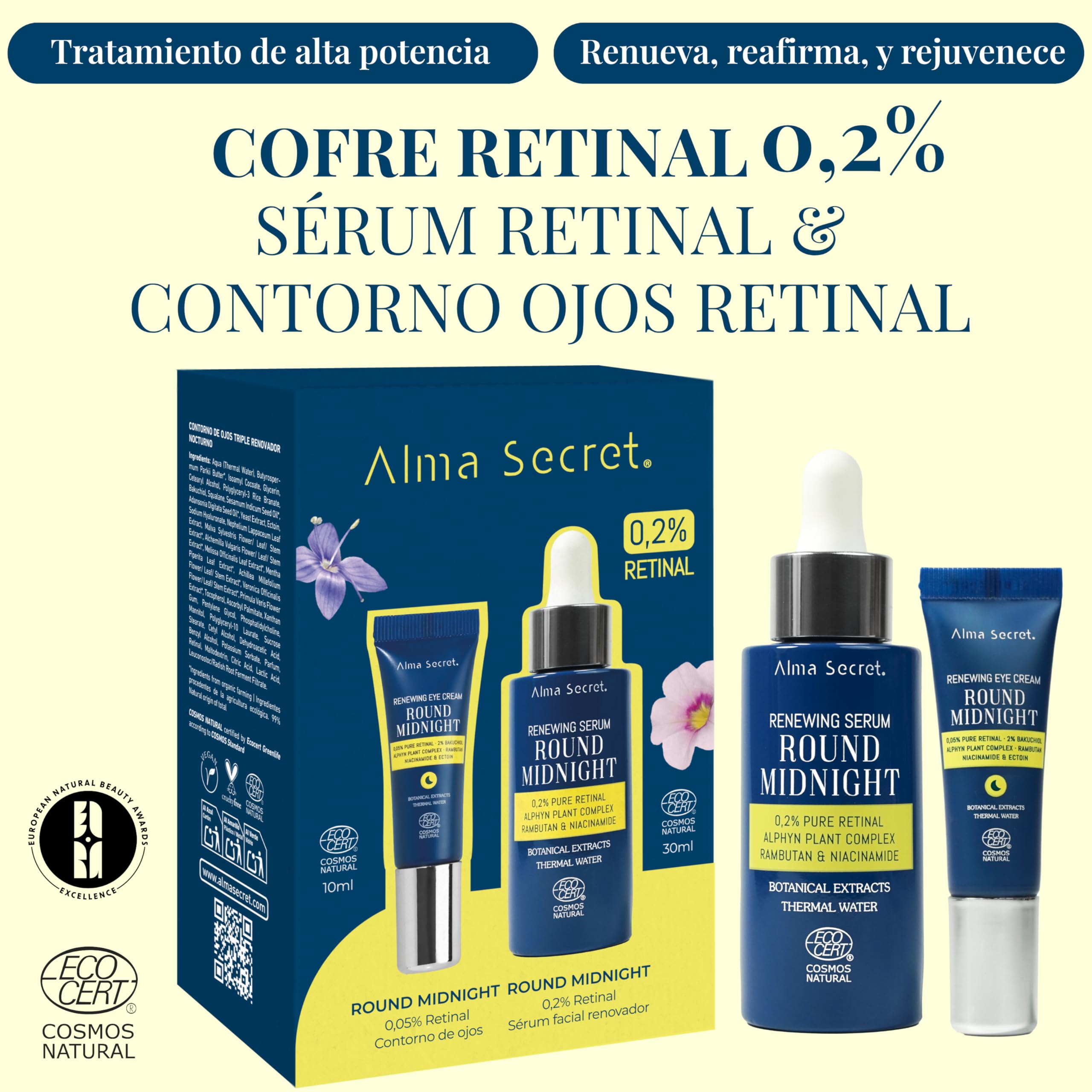 Serum do twarzy 0,2% Multi-kapsułkowane Retinal kontur przeciwzmarszczkowe nawilżające oczy Relaksująca maska na oczy w zestawie Nocna pielęgnacja Wszystkie rodzaje skóry Serum Odmładzające