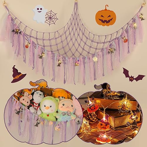 Miniatura 8 de YELIENM Red de animales de peluche o hamaca con luz LED, red de hamaca de juguete de 59 pulgadas para animales de peluche, para colgar en la