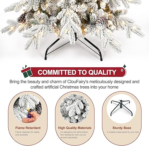 Miniatura 6 de Árbol de Navidad de abeto delgado preiluminado de 6 pies con 935 puntas de ramas mixtas de polietileno y PVC, árbol de Navidad artificial con 600