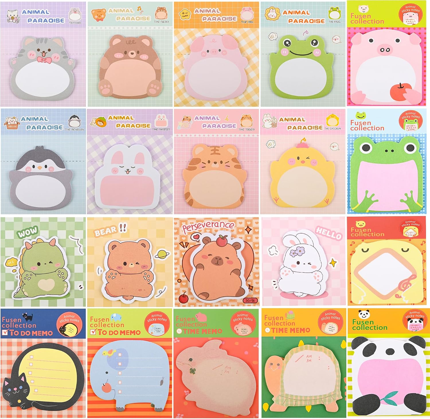 Ulema 100 Pads Cute Sticky Notes Cartoon Animal Party Favors Kawaii Mini Sticky Notes for Teacher Appreciation Gift Classrooms Rewards Memo Pads Notes Page School Tab for School Office Supplies